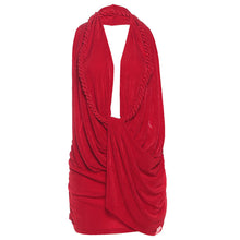 Load image into Gallery viewer, Autumn Winter Women Clothing Sexy Deep V Plunge Halter Backless Hip Solid Color Dress