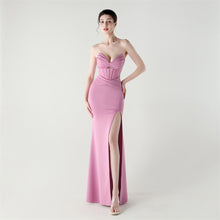 Load image into Gallery viewer, Boning Corset Waist Tube Top Heart Collar Hollow Out Cutout out Strap Cocktail Wedding Red Carpet Evening Dress