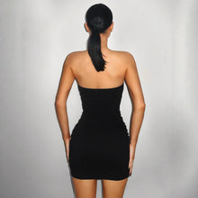 Load image into Gallery viewer, Women Sheath Dress Sexy off the Shoulder Hollow Out Cutout out Pleated Tube Top Sleeveless