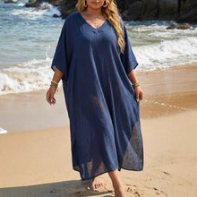 Load image into Gallery viewer, Women Beach Cover up Summer Women Clothes V neck Loose Casual Dress Split Mop Dress