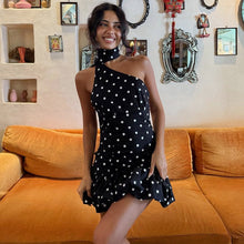 Load image into Gallery viewer, Women Clothing Street Shooting Ribbon Backless Polka Dot Cinched Dress