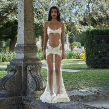 Load image into Gallery viewer, Summer Women Mesh Lace Lace Spaghetti Strap Dress See through Sexy Nightdress Vacation Maxi Dress