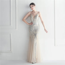 Load image into Gallery viewer, Popular Mesh Beads Sequined Dress Long Evening Dress Star Event Exhibition Stage