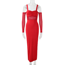 Load image into Gallery viewer, Women Clothing Sexy Spaghetti Straps Corset Slim Mesh Stitching Independent Sleeve Dress