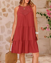 Load image into Gallery viewer, Women Clothing Popular Hollow Out Cutout Lace Stitching Halter A line Dress