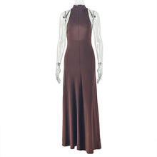 Load image into Gallery viewer, Elegant Women Tight Waist Sexy Slim A line Dress round Neck Sleeveless Solid Color Maxi Dress