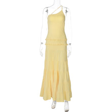 Load image into Gallery viewer, Sexy Hollow Out Cutout out Backless Stitching Tied One Shoulder Pleated Multi Layer Maxi Dress Women