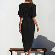 Load image into Gallery viewer, Women Clothing Raglan Sleeve Solid Color Irregular Asymmetric Dress