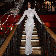 Load image into Gallery viewer, Women Clothing Sexy Hollow Out Cutout out Lace Pattern See through Slim Fit Maxi Dress