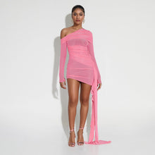 Load image into Gallery viewer, Spring Summer Women Wear Off Neck Design Sexy Pleated Dress Dopamine Sexy
