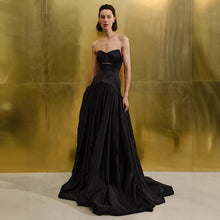 Load image into Gallery viewer, Black Tube Top Evening Dress Women Annual Meeting Dress High End Host Art Exam Maxi Dress A Hemline