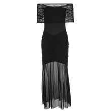 Load image into Gallery viewer, Women Clothing Autumn Tube Top Pleated Mesh Slim Fit Patchwork Dress Two Piece Set