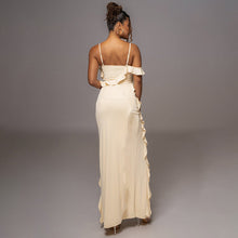 Load image into Gallery viewer, Spring Sexy Solid Color Backless Slit Splicing Sling Maxi Dress