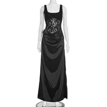 Load image into Gallery viewer, Women Clothing Autumn Winter Sexy Sleeveless Vest Lace Stitching Side Slit Dress for Women
