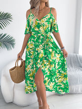 Load image into Gallery viewer, Spring Summer Strapless Cross V neck Floral Strap Dress Holiday Dress Women Clothing