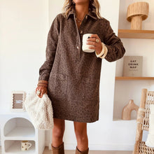 Load image into Gallery viewer, Women Collared Long Sleeve Loose Denim Dress