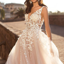 Load image into Gallery viewer, Summer Women Clothing Sexy Lace Dress Sleeveless Deep V Plunge Neck Wedding Embroidered Dress