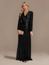 Load image into Gallery viewer, Multi Color Long Sleeve V neck Fishtail Cocktail Evening Dress Women