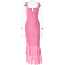 Load image into Gallery viewer, Spring Summer Suspender Stitching Dress Fashionable Sexy Tight Pleated Fishtail Dress