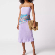 Load image into Gallery viewer, Solid Color Pleated Tube Top Backless Maxi Dress Summer Casual Loose Dress Women