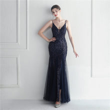 Load image into Gallery viewer, Popular Mesh Beads Sequined Dress Long Evening Dress Star Event Exhibition Stage