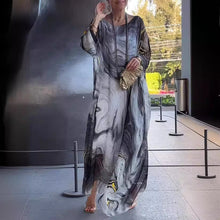 Load image into Gallery viewer, Summer New America Elegant Office Chiffon Printed Dress Marble Texture