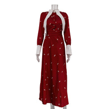 Load image into Gallery viewer, Spring Autumn French Design Printed Satin Dress Women Clothing Elegant Waist Tight Dress