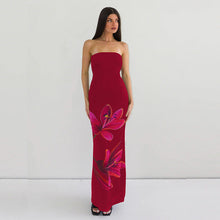Load image into Gallery viewer, Women Clothing Summer Personalized Printed off Neck Tube Top Backless Tied Dress