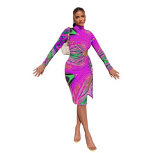 Load image into Gallery viewer, Women Clothing Sexy Mid Waist Printed Milk Silk Midi Dress