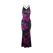 Load image into Gallery viewer, Women Dress Floral Print Cross Shoulder Strap Backless Slim Fit Inner Dress