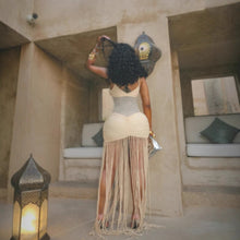 Load image into Gallery viewer, Spring Summer Suspenders Mesh Cropped Outfit Sexy Ruffle Hip Tassel Dress