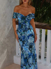 Load image into Gallery viewer, Summer Women Sexy Printed Ruffled Spaghetti Straps Slim Slimming Dress