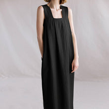 Load image into Gallery viewer, Ramie Sleeveless Maxi Dress Spring Summer French Design Loose Linen Cotton Linen Square Collar Cami Dress