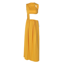 Load image into Gallery viewer, Fall Solid Color Hollow Out Cutout out Vest Stitching Cropped Side Tied Maxi Dress for Women