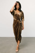 Load image into Gallery viewer, Pleuche Dress V neck Sexy Asymmetric Dress Evening Dress