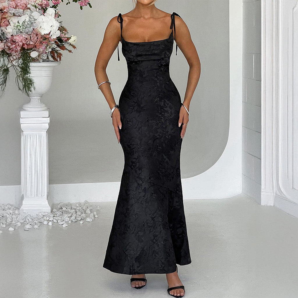 Elegant Evening Dress Hip Spaghetti Straps Dress Women Clothing Summer