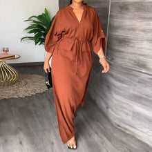 Load image into Gallery viewer, Autumn Women Clothing Casual Stand Collar Split Dress Solid Color Dress