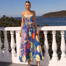 Load image into Gallery viewer, Summer Dress Geometric Abstract Graffiti Printed Waist Controlled Swing Cami Dress Women
