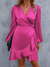 Load image into Gallery viewer, V neck Dress Satin Waist Tight Low Cut Casual Midi Dress Sweet Women Clothing