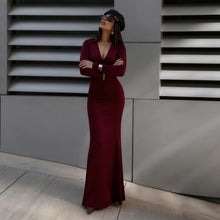 Load image into Gallery viewer, Autumn Winter Sexy Dress Solid Color Sheath Slim Slimming Dress