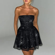 Load image into Gallery viewer, Arrival Dress Sexy Trend Mesh Stitching off Neck Tube Top Backless Short Dress for Women