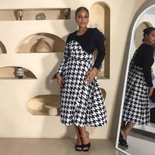 Load image into Gallery viewer, Stitching Houndstooth Spring Autumn All Match Long Sleeve Women Dress