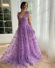 Load image into Gallery viewer, Women Wedding Dress Tulle Spaghetti Straps Sleeveless High Slit Bridal Party Beach Dress
