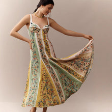 Load image into Gallery viewer, Spring Summer Suspender Positioning Linen Printing Dress Loose Vacation Dress