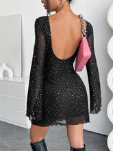 Load image into Gallery viewer, Elegant Women Black Mesh Backless Slim Fit Long Sleeve Dress
