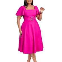 Load image into Gallery viewer, Women Clothing Flared Sleeves Square Collar High Waist Solid Color Elegant Dress