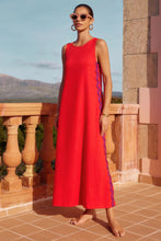 Load image into Gallery viewer, Spring Summer Casual Round Neck Vest Solid Color Lace Stitching Mid Length Dress