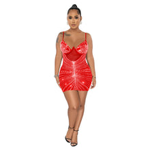 Load image into Gallery viewer, Women Wear Rhinestone Mesh Camisole Sleeveless Dress
