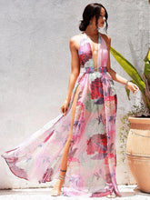 Load image into Gallery viewer, Spring Summer Women Sexy Suspenders Deep V Plunge Floral Shape Printing Slip Dress