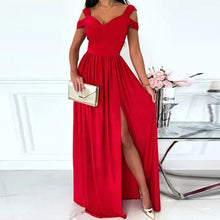 Load image into Gallery viewer, Women Clothing Maxi Dress Printed V neck Elegance Sleeveless Sexy Slit Dress
